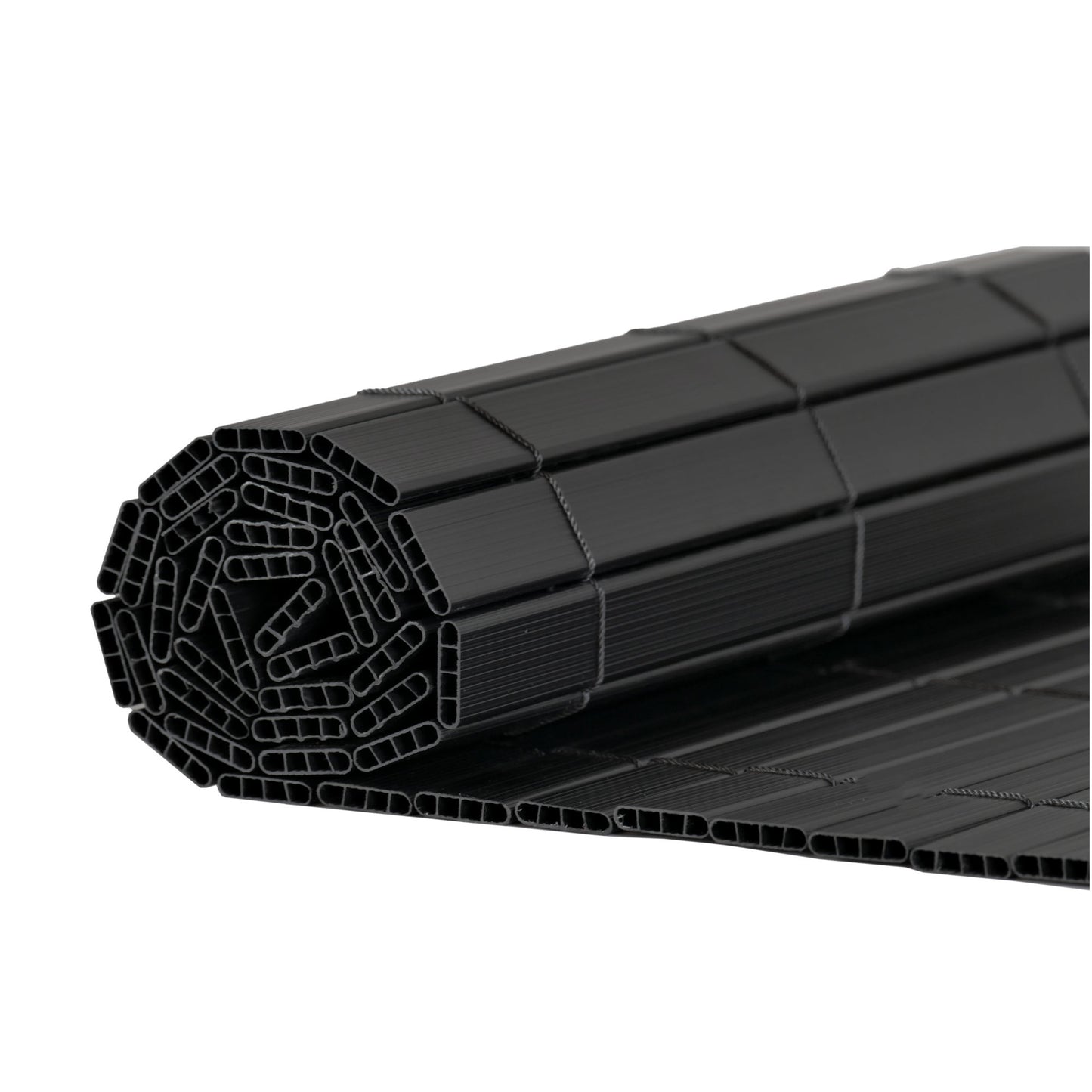 Artificial Bamboo PVC Slat Screening Black 19mm Double Sided 4m