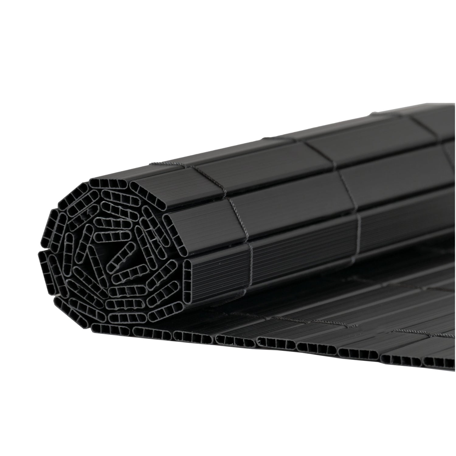 Artificial Bamboo PVC Slat Screening Black 19mm Double Sided 4m
