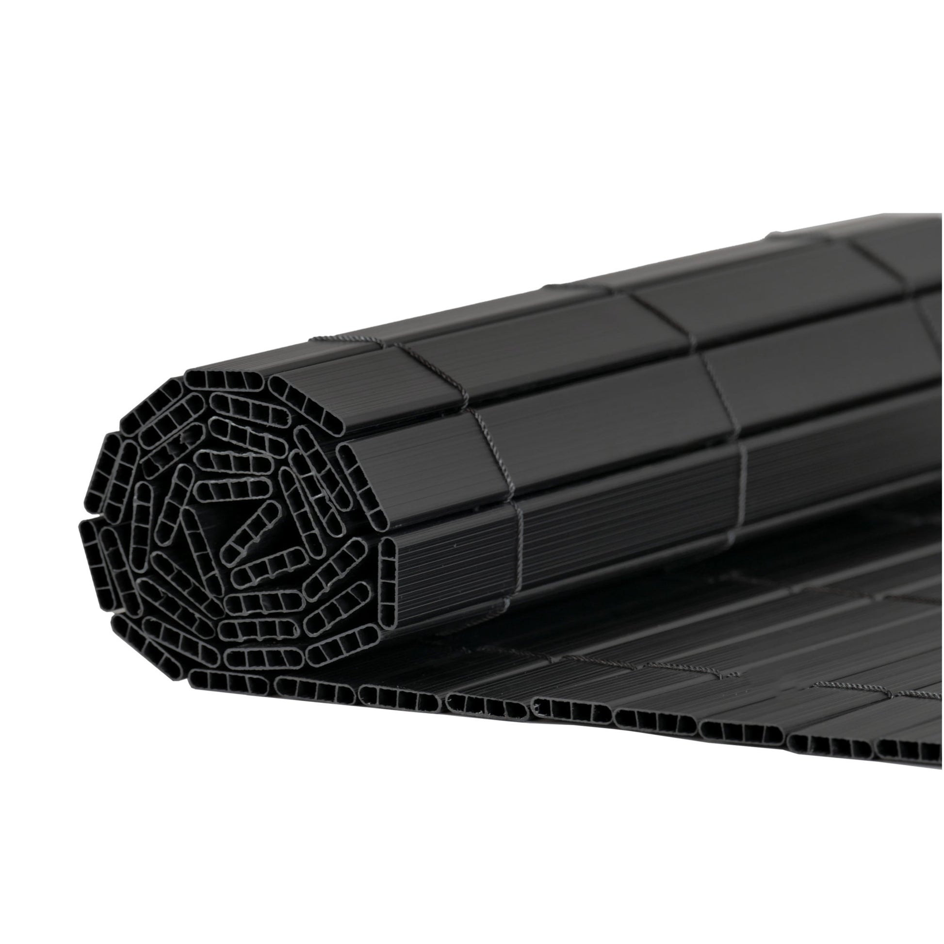 Artificial Bamboo PVC Slat Screening Black 19mm Double Sided 4m