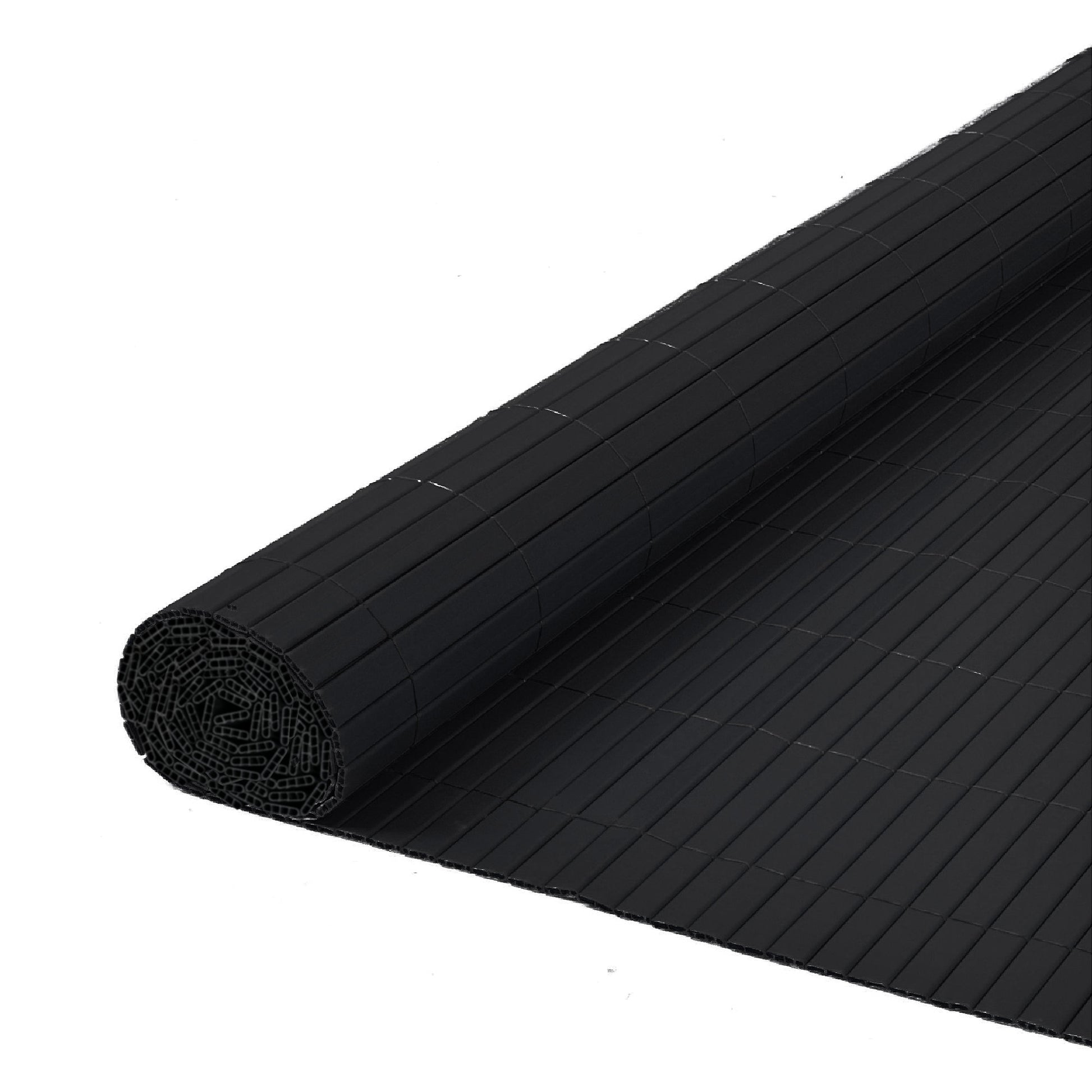 Artificial Bamboo PVC Slat Screening Black 19mm Double Sided 4m