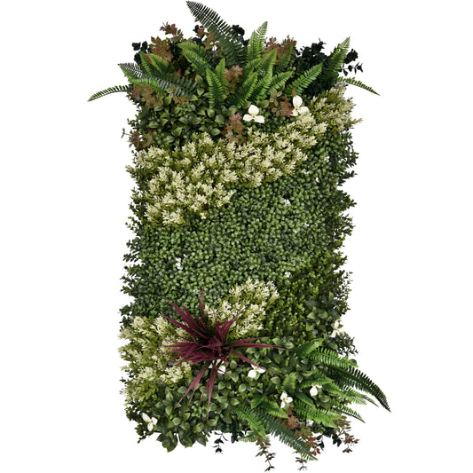 Premium Artificial Green Wall Panel 1m x 50cm - White Blossom