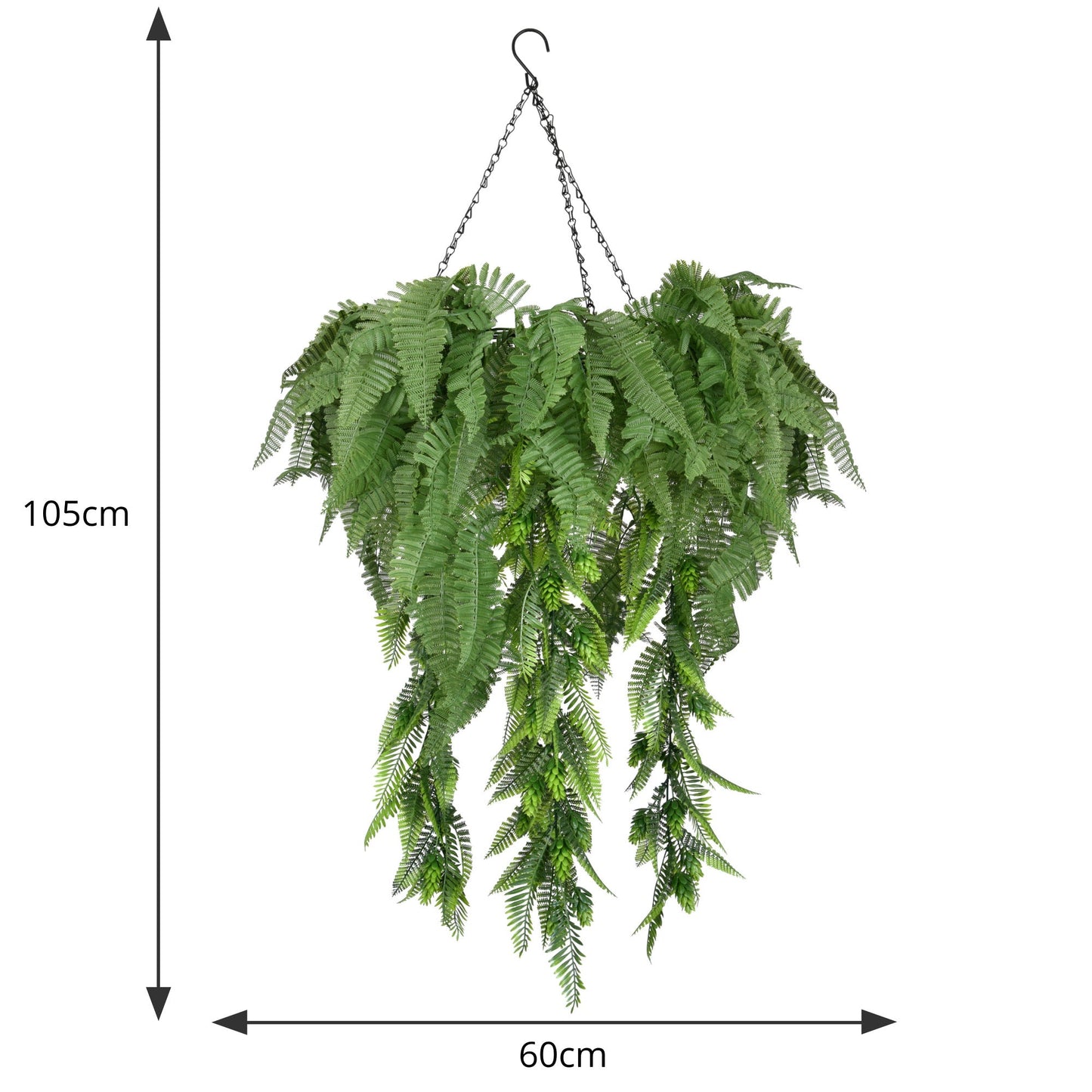 Hanging Hoop with Artificial Woodland Trailing Ferns 60cm Diameter