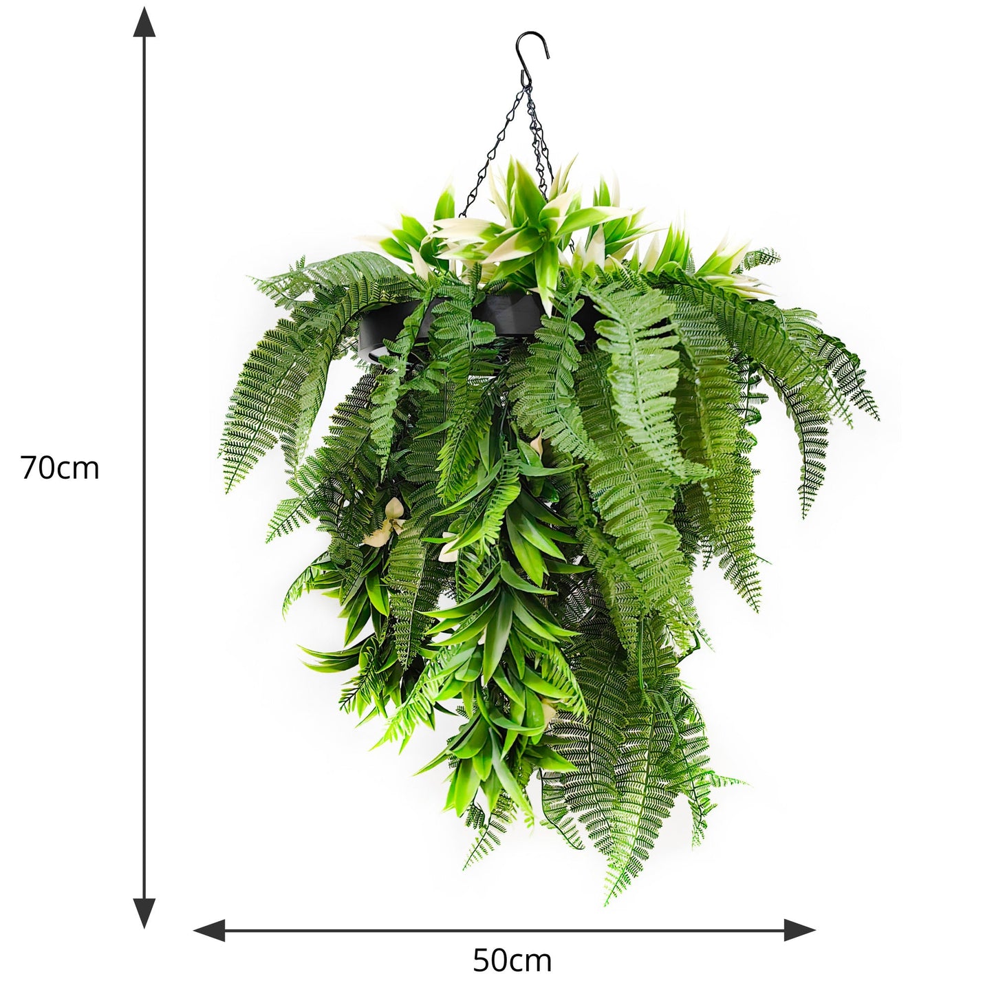 Hanging Hoop with Artificial Rainforest Trailing Plants 50cm Diameter