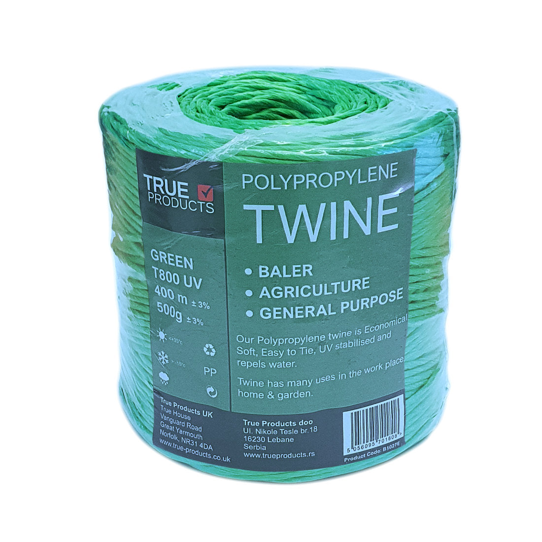 Green Polypropylene Baling Twine T-800 UV - 500g