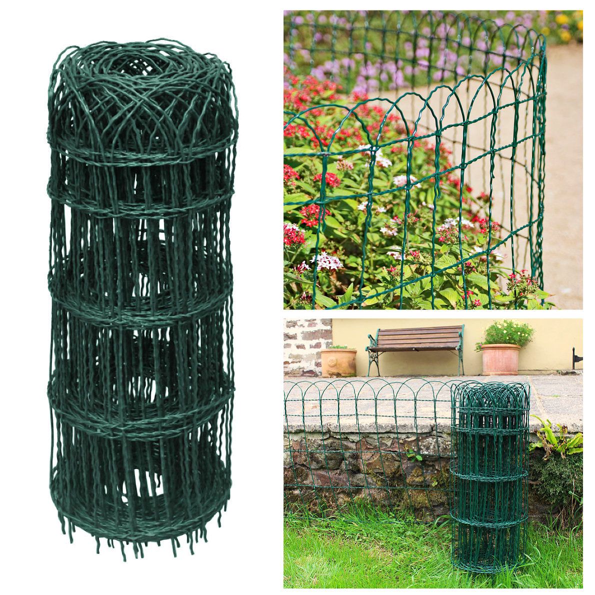 Garden Border Fence Green PVC Coated