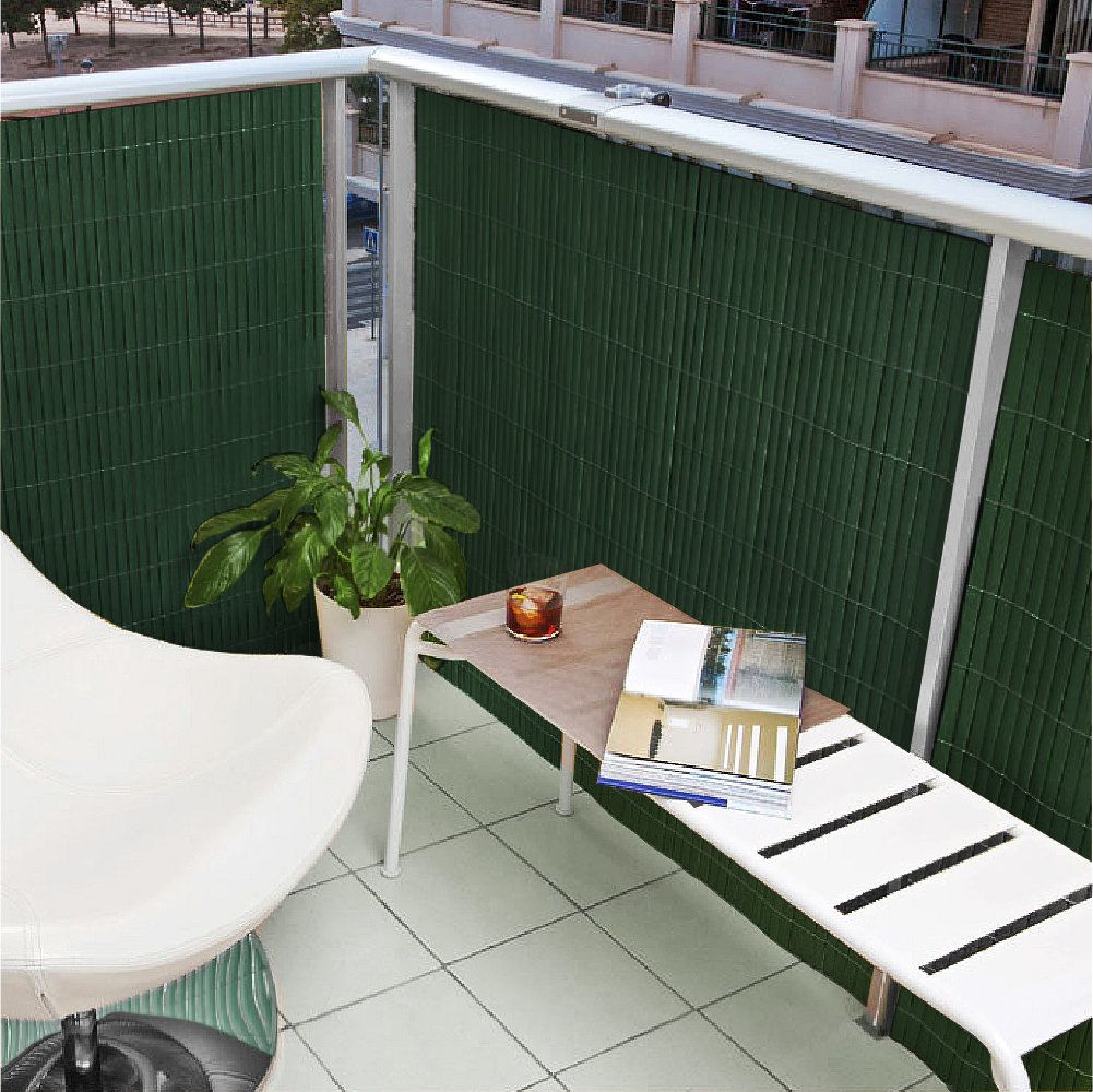 Artificial Bamboo PVC Slat Screening Green Double Sided 4m Long