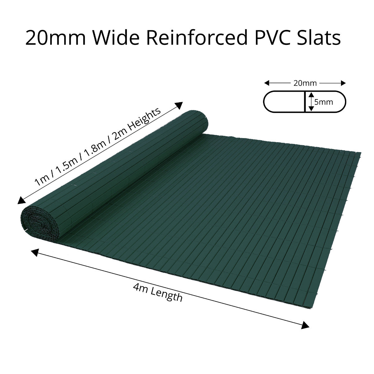Artificial Bamboo PVC Slat Screening Green Double Sided 4m Long