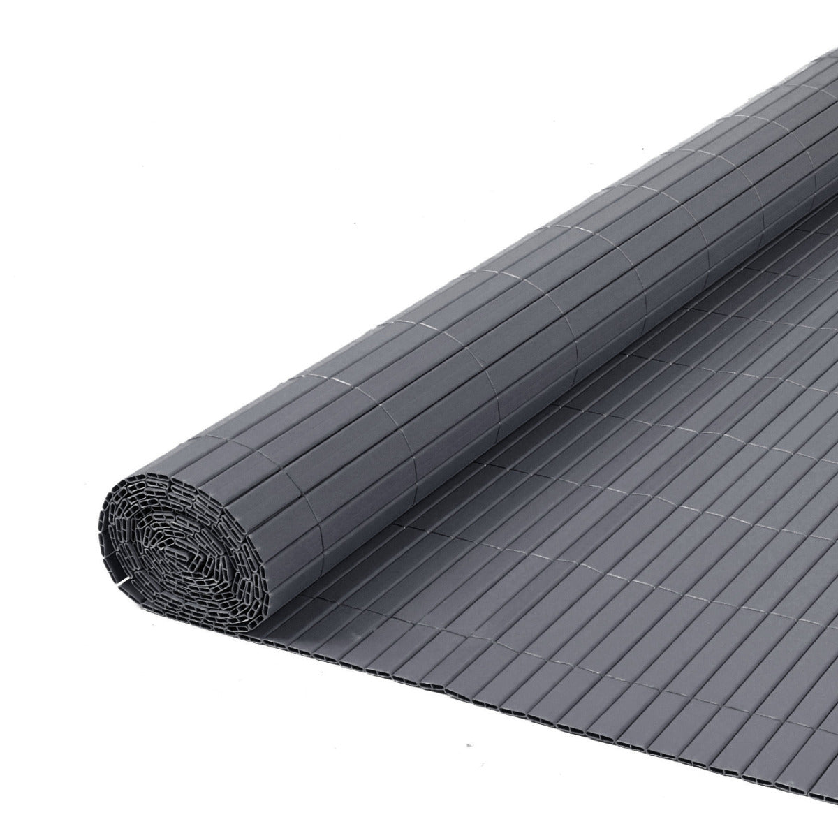 Artificial Bamboo PVC Slat Screening Grey Double Sided 4m Long