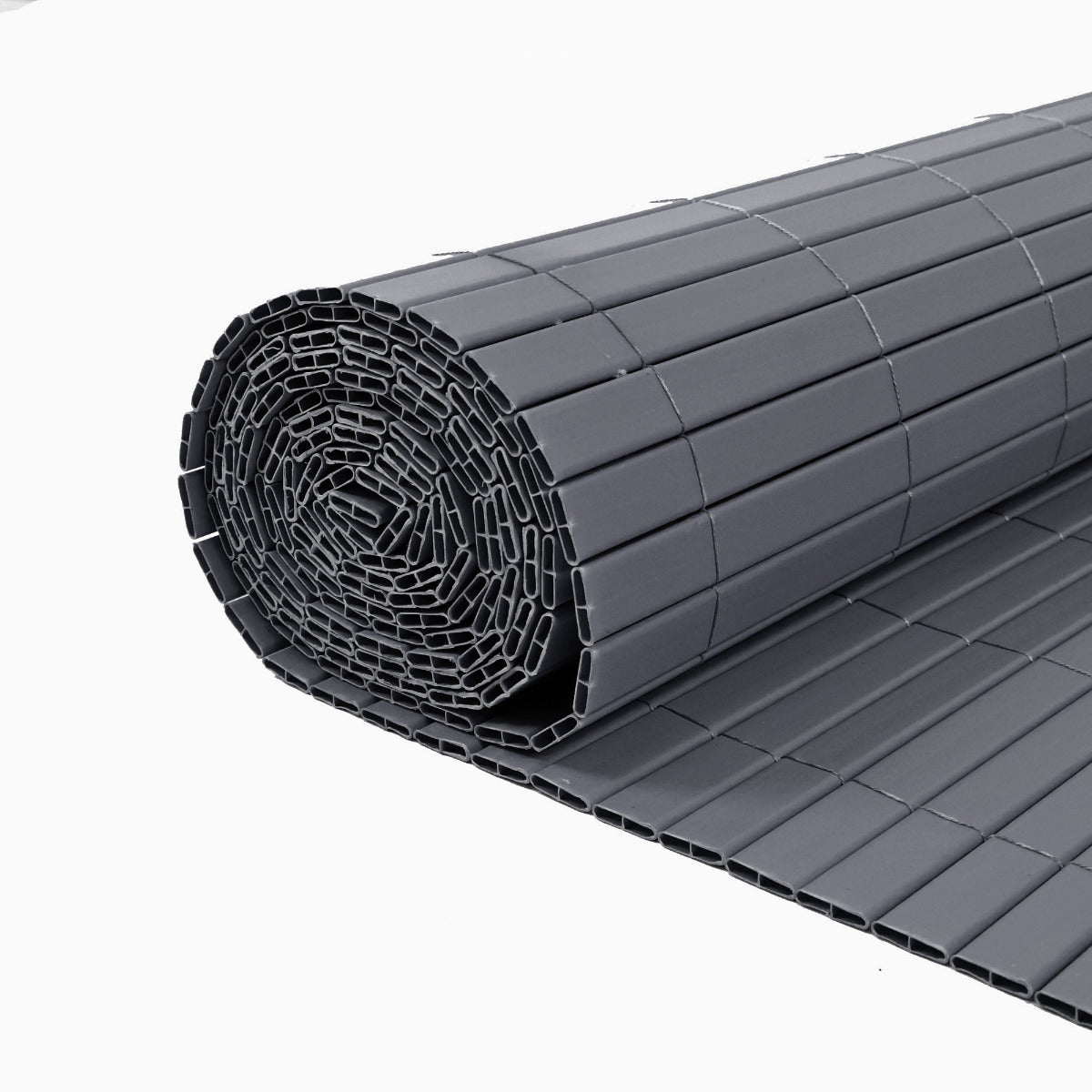 Artificial Bamboo PVC Slat Screening Grey Double Sided 4m Long