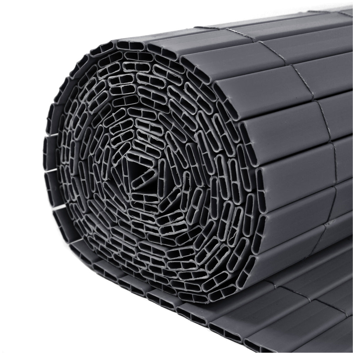 Artificial Bamboo PVC Slat Screening Grey Double Sided 4m Long