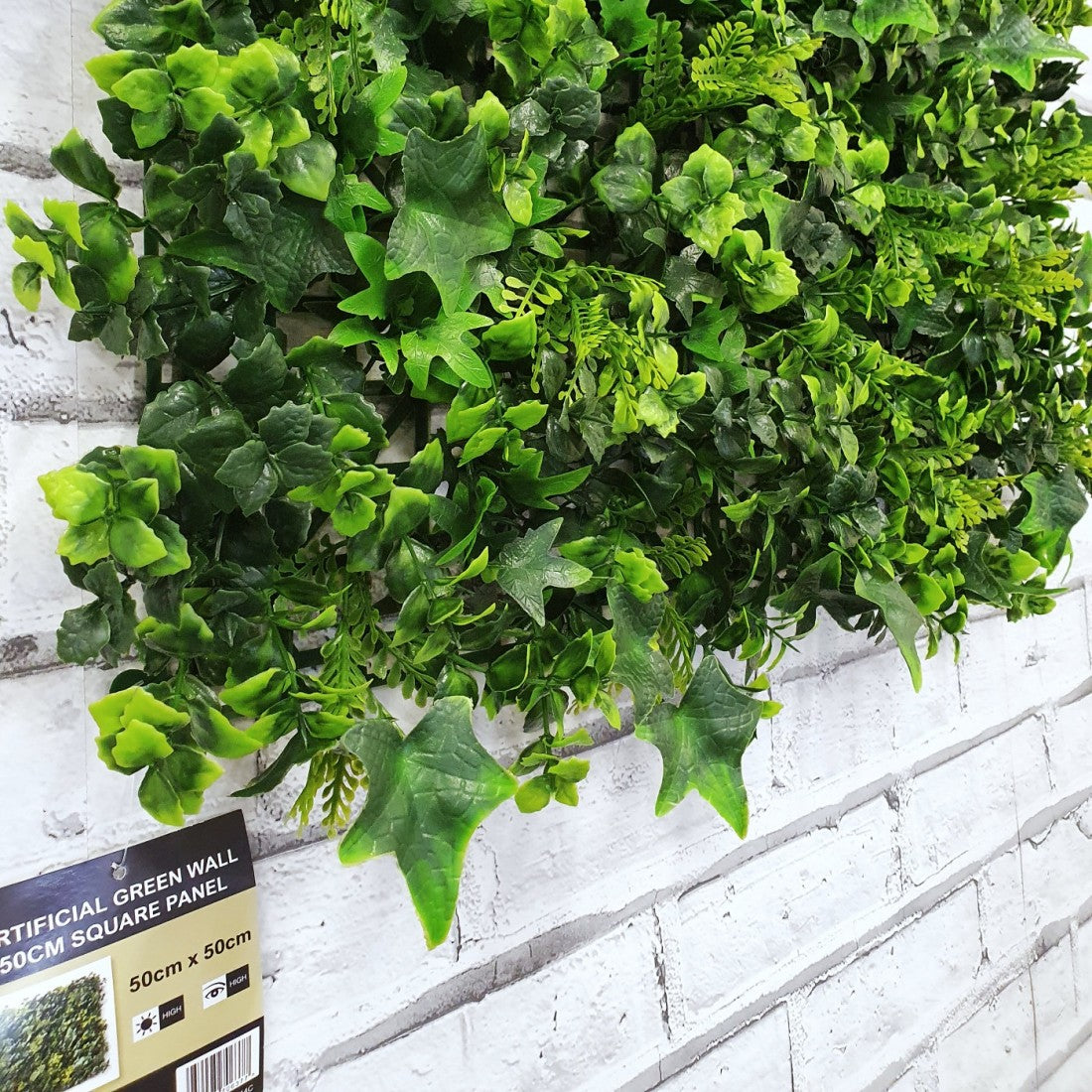 Artificial Green Living Wall Hedge Ivy Panel 50 x 50cm