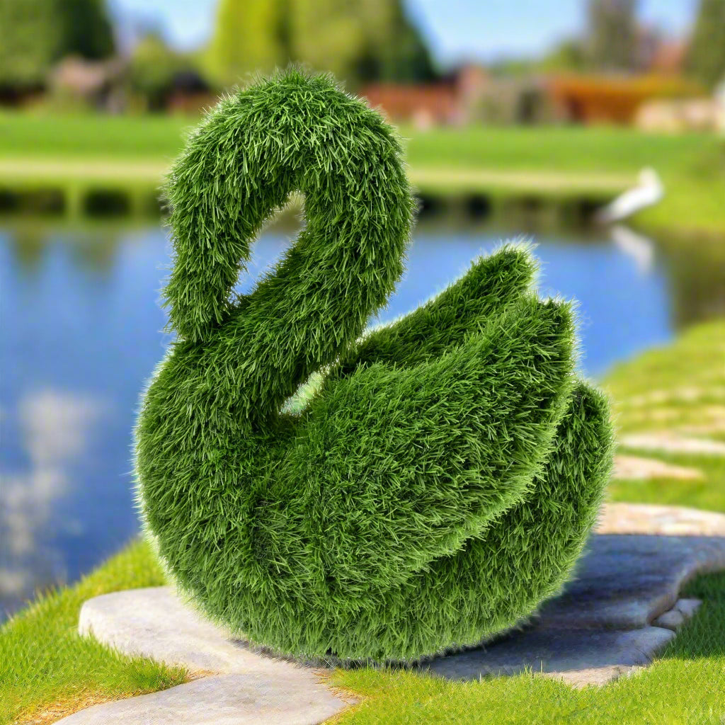 Artificial Grass Topiary Swan 47cm