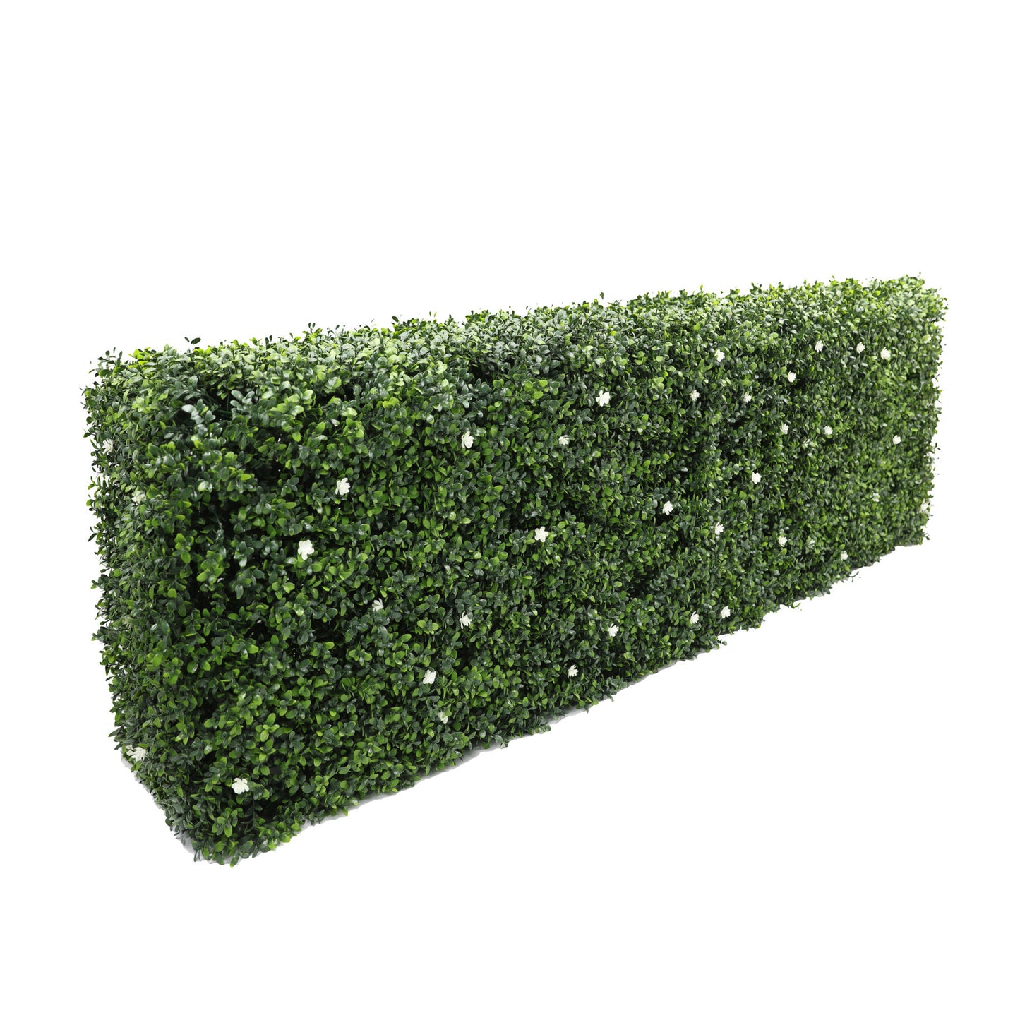 Premium Freestanding Artificial Boxwood & White Flower Hedge - 56cm x 158cm