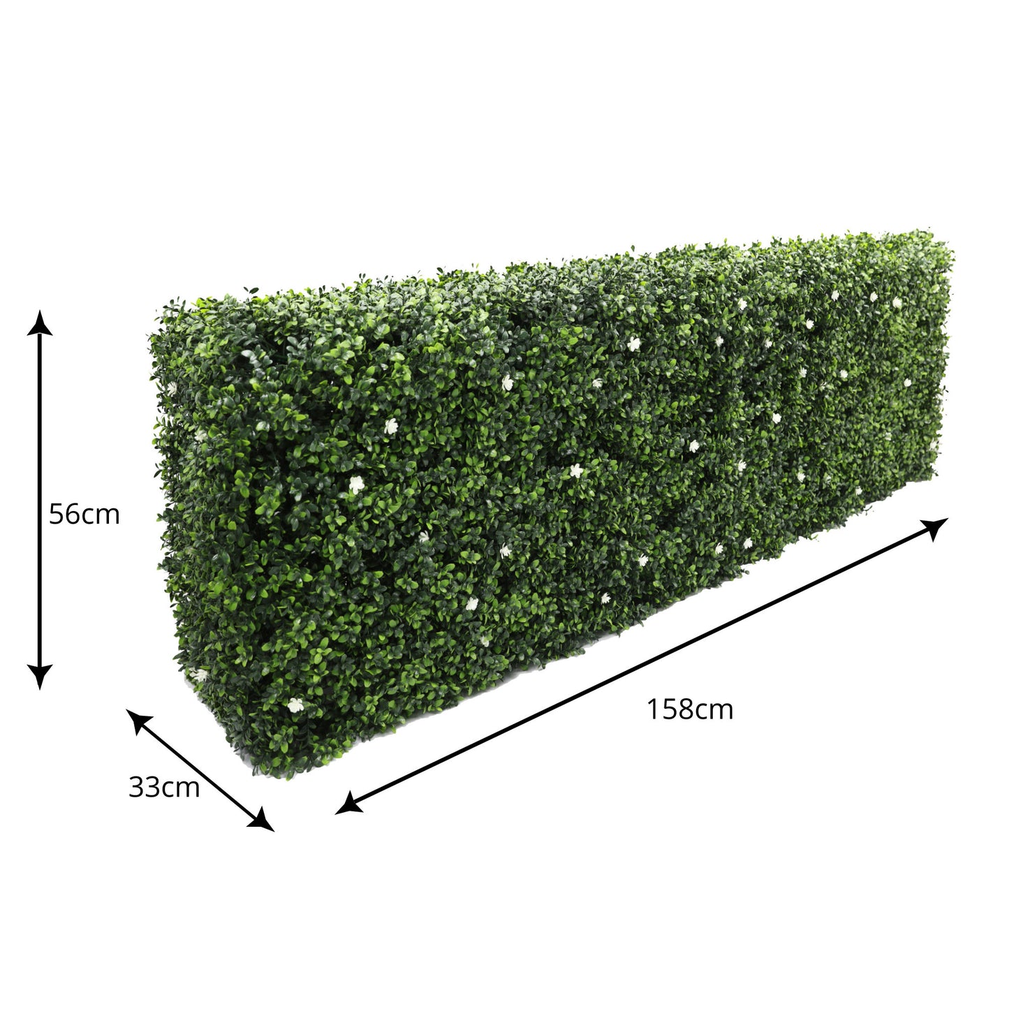 Premium Freestanding Artificial Boxwood & White Flower Hedge - 56cm x 158cm